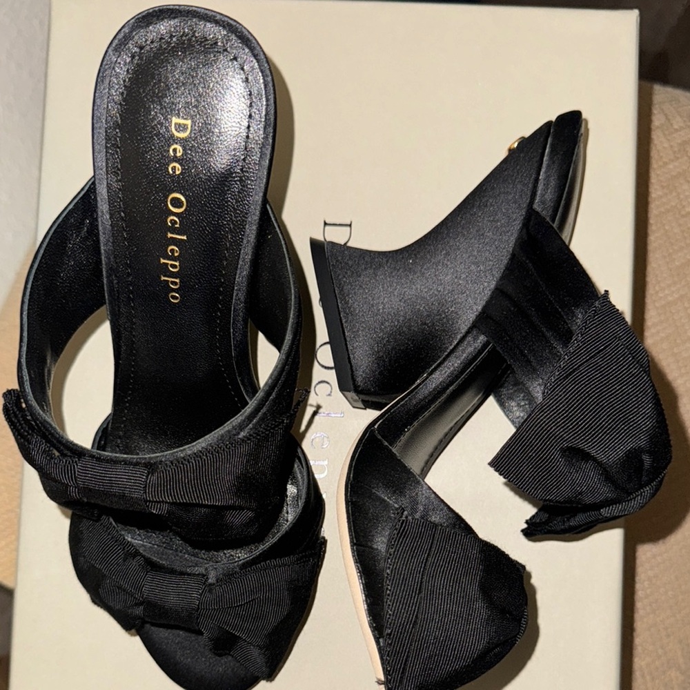 Black Satin Heels with Modern Design